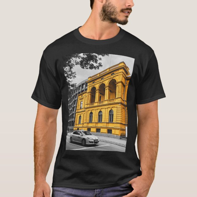 Yellow City Building Minimalist Photography T-Shirt (Front)