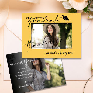 Yellow Class of 2025 Graduation Photo Thank You Postcard