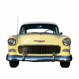 Yellow Classic 1955 Chevy Chevrolet Standing Photo Sculpture