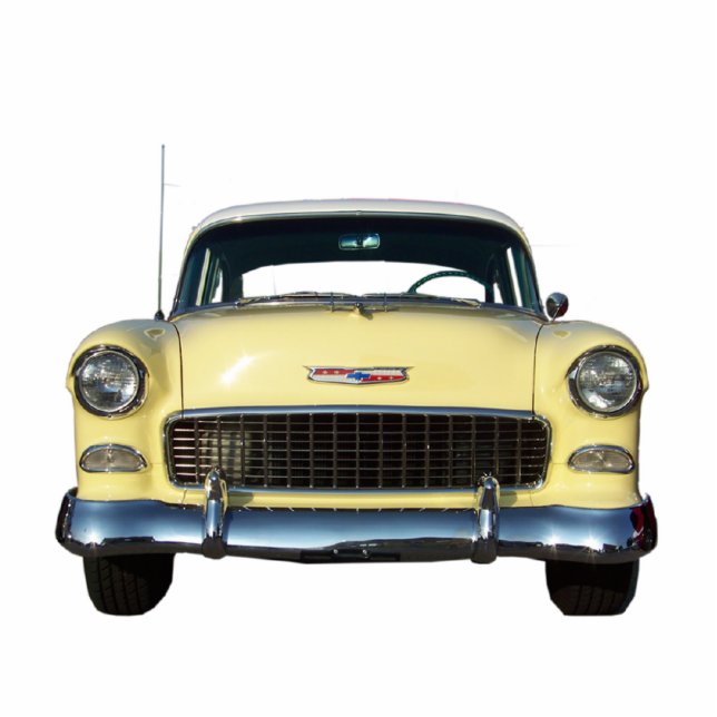 Yellow Classic 1955 Chevy Chevrolet Standing Photo Sculpture (Front)