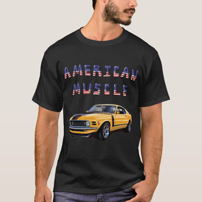 Yellow Classic American Muscle Car T-Shirt (Front)