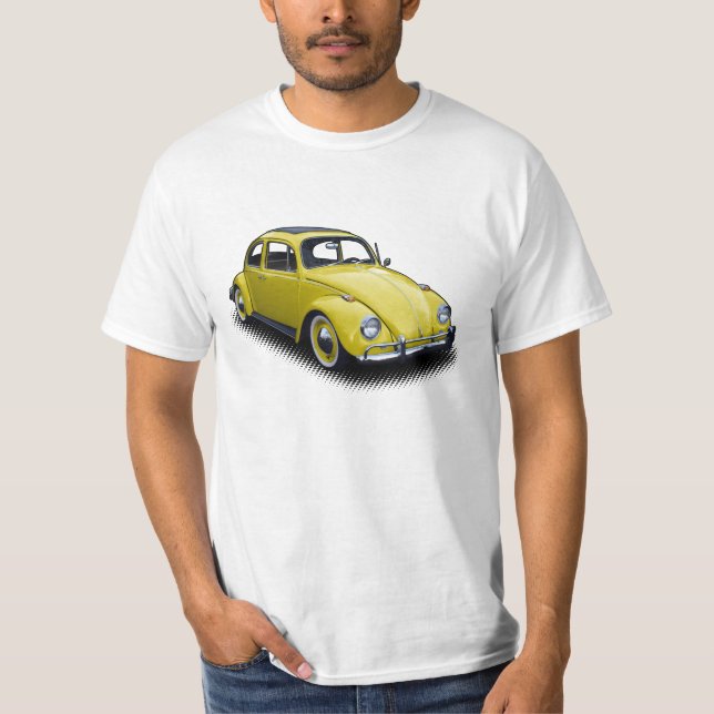 Yellow Classic Bug on White T-Shirt (Front)