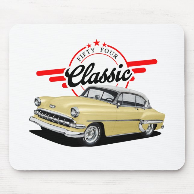 Yellow Classic Car Mouse Mat (Front)
