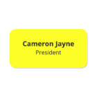 Yellow Classic Name Tag Pin or Magnet Professional