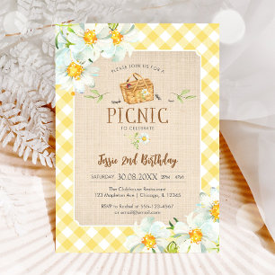 Yellow Classic Picnic Birthday Invitation