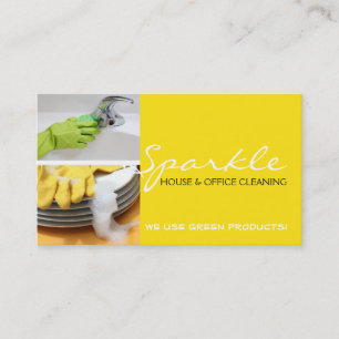 Yellow Clean House Home Cleaning Cleaners Business Business Card