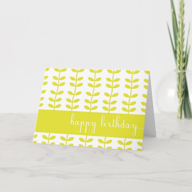 Yellow Climbing Plants Custom Happy Birthday Card (Front)
