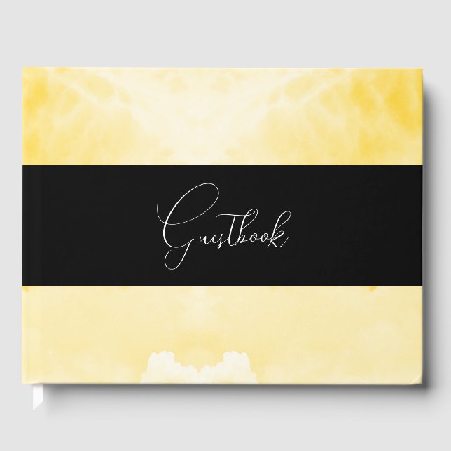 Yellow Clouds Texture Wedding Guest Book (Front)