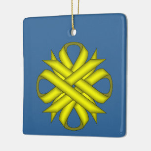 Yellow Clover Ribbon by Kenneth Yoncich Ceramic Ornament