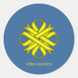 Yellow Clover Ribbon by Kenneth Yoncich Classic Round Sticker