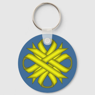 Yellow Clover Ribbon by Kenneth Yoncich Key Ring