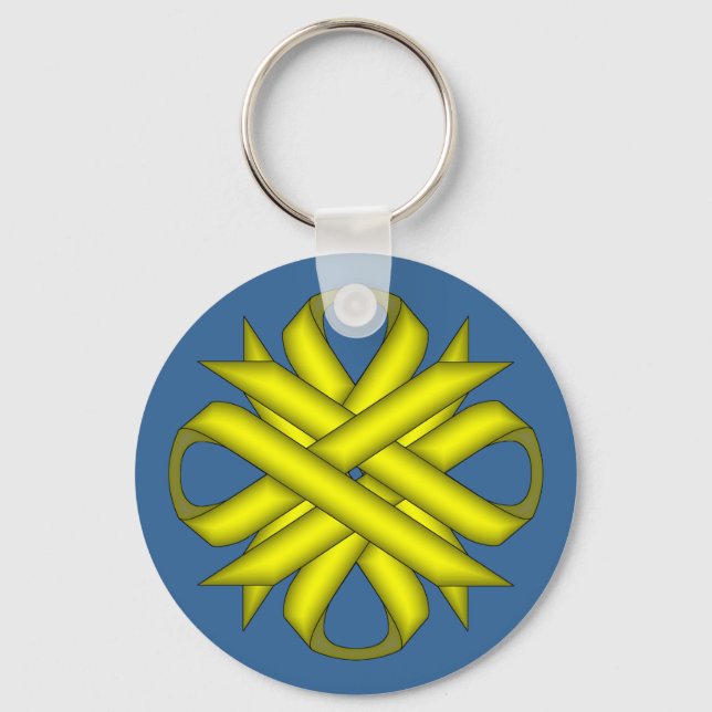 Yellow Clover Ribbon by Kenneth Yoncich Key Ring (Front)