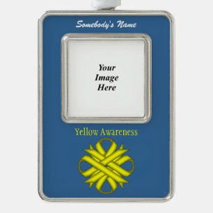 Yellow Clover Ribbon Tmpl (V-O) by Kenneth Yoncich Silver Plated Framed Ornament