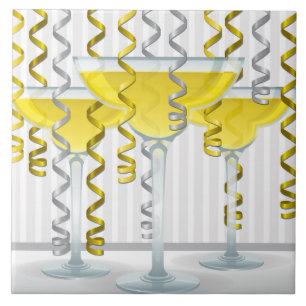 Yellow cocktail and ribbon tile