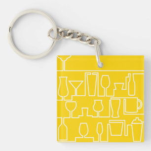Yellow cocktail party key ring