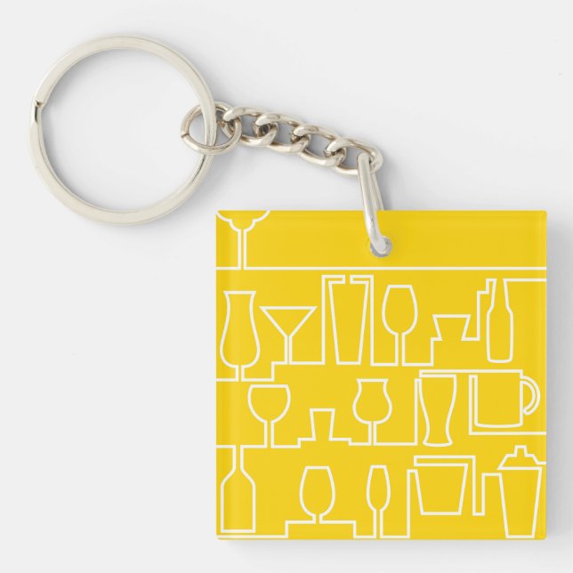 Yellow cocktail party key ring (Front)
