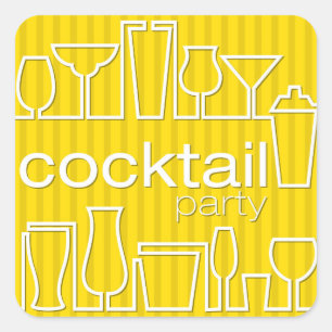 Yellow cocktail party square sticker