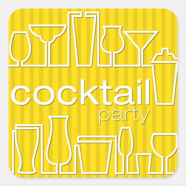 Yellow cocktail party square sticker (Front)