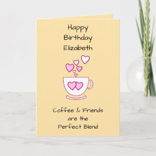 Yellow Coffee & Friends Birthday greeting Card