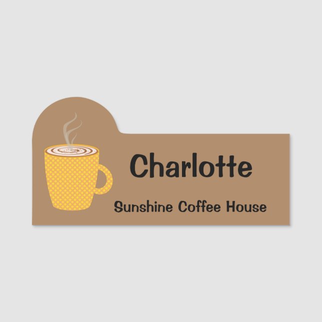 Yellow Coffee Mug Name Tag (Front)