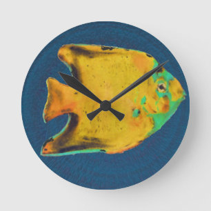 yellow color fish round clock