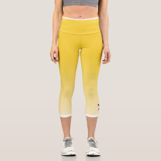 Yellow Color Gradient with Philippines Flag Capri Leggings