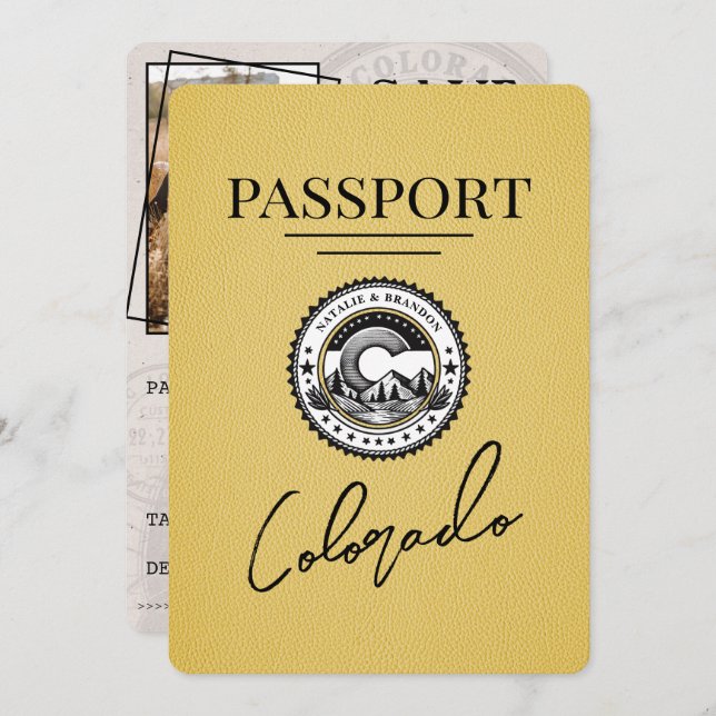 Yellow Colorado Passport Save The Date (Front/Back)