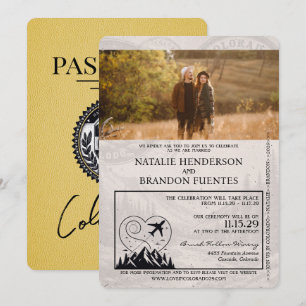 Yellow Colorado Passport Wedding Invitation