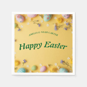 Yellow colorful Easter BRUNCH & HUNT Napkin