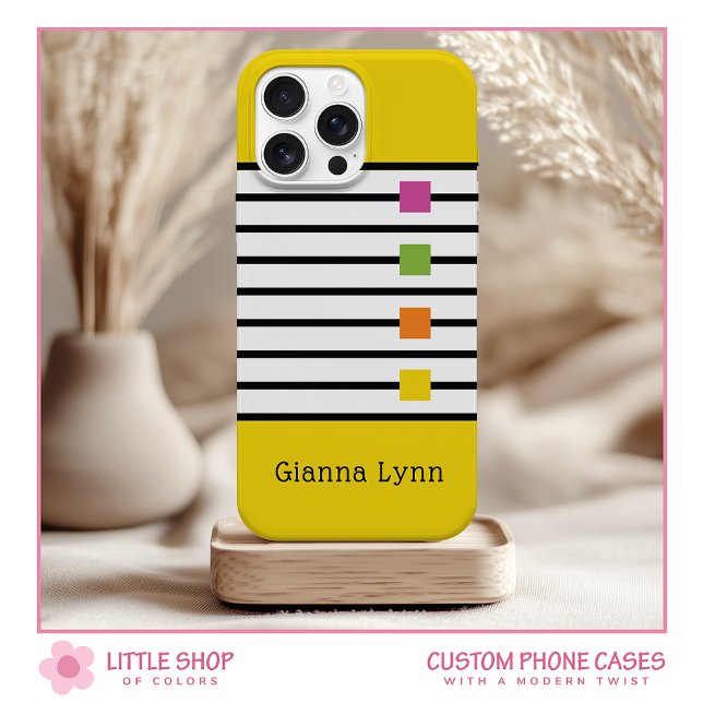Yellow Colour Block Black Stripes Monogram Case-Mate iPhone Case (Creator Uploaded)