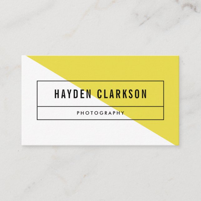 Yellow Colour Block Modern Business Card (Front)