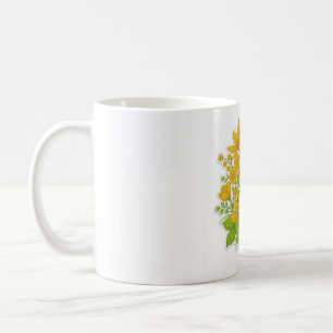 Yellow colour flower design art coffee mug