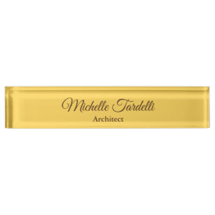 Yellow Colour Minimalist Modern Script Calligraphy Nameplate