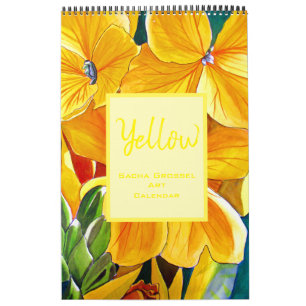 Yellow colour watercolor art calendar Sacha Grosse
