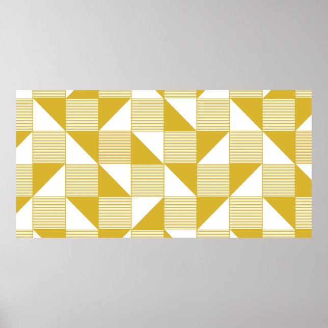Yellow colour with triangle shape and lines on whi poster (Front)