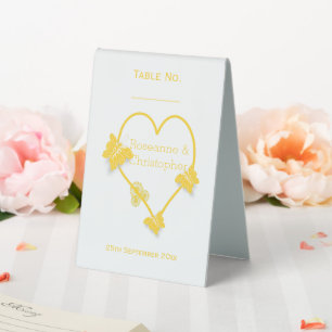 Yellow Coloured Butterfly Heart Design Wedding