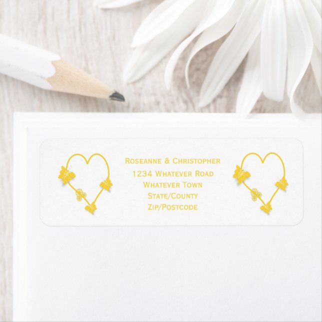 Yellow Coloured Butterfly Heart Design Wedding (Insitu)