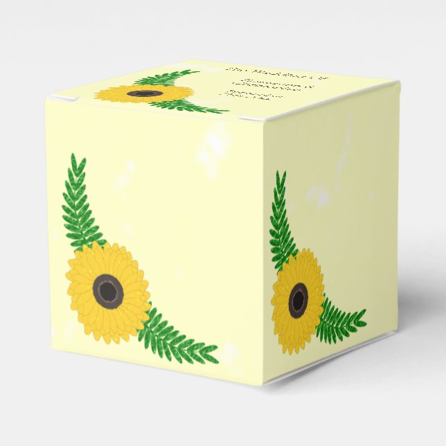 Yellow Coloured Sunflower Design Wedding Favour Box (Front Side)