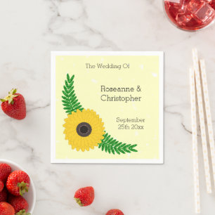 Yellow Coloured Sunflower Design Wedding Napkin
