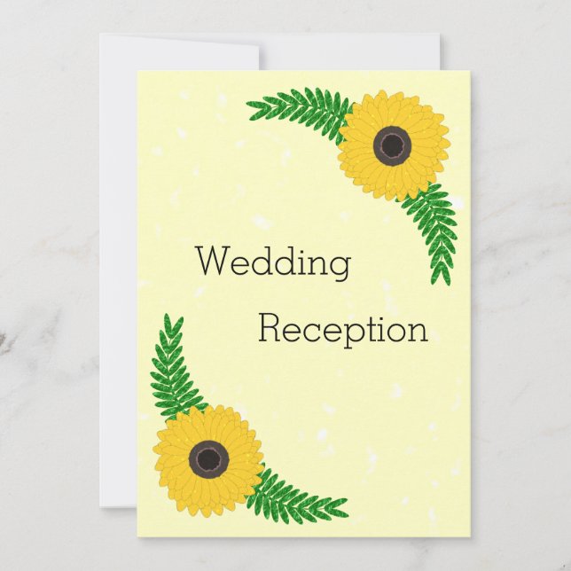 Yellow Coloured Sunflower Design Wedding Reception Invitation (Front)