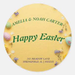 Yellow colourful Easter BRUNCH & HUNT Classic Round Sticker