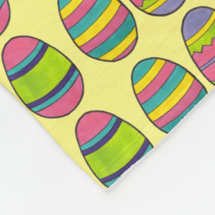 Yellow Colourful Painted Easter Basket Egg Hunt Fleece Blanket