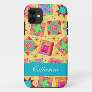 Yellow Colourful Patchwork Quilt Block Custom iPhone 11 Case