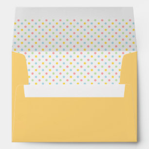 Yellow colourful polka dots pattern lined envelope