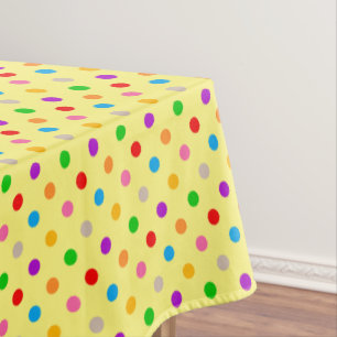 Yellow Colourful Rainbow Polka Dots Design Tablecloth