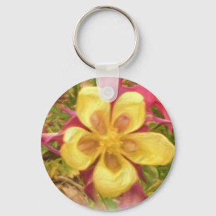 Yellow columbine flower keychain