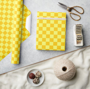 Yellow Combination Chequerboard by ShirleyTaylor Wrapping Paper