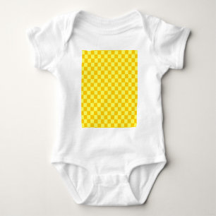 Yellow Combination Classic Chequerboard Baby Bodysuit