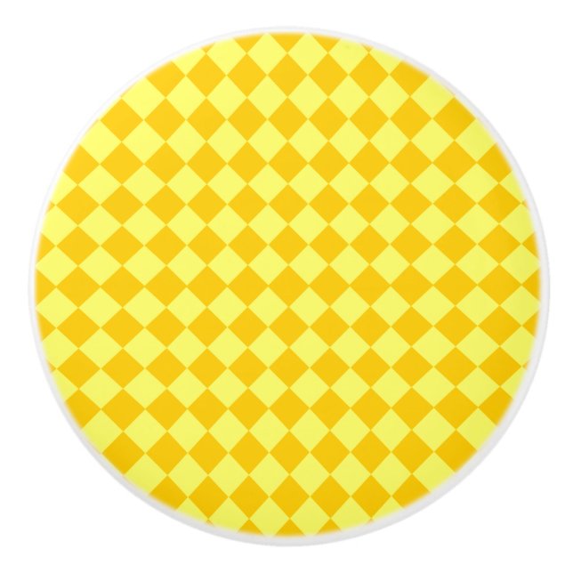 Yellow Combination Diamond Pattern by STaylor Ceramic Knob (Front)