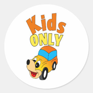 Yellow comic car for kid's only design Sticker